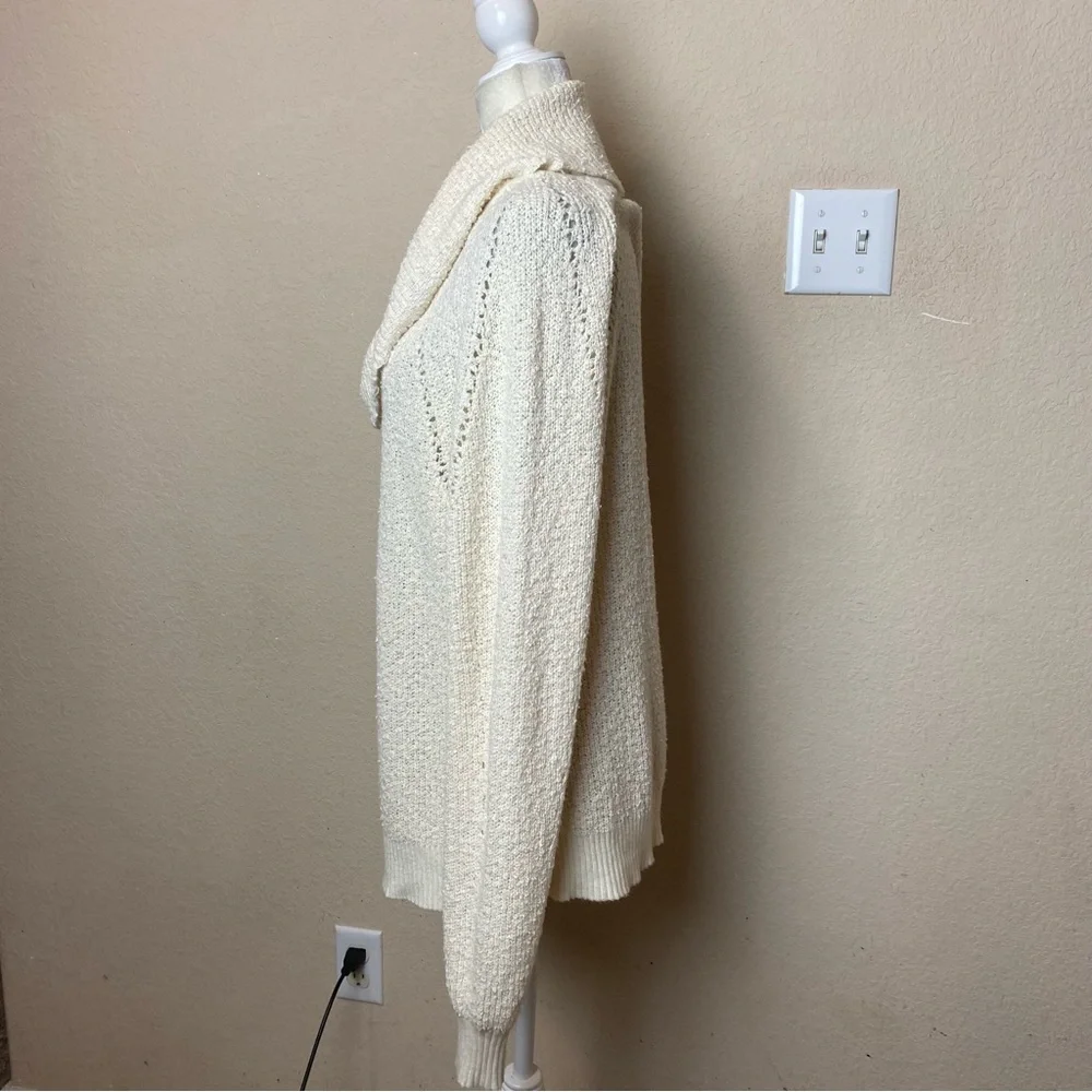 Free People By Your Side Sweater Ivory Cream Cowl Neck Oversized Nubby Sz Small